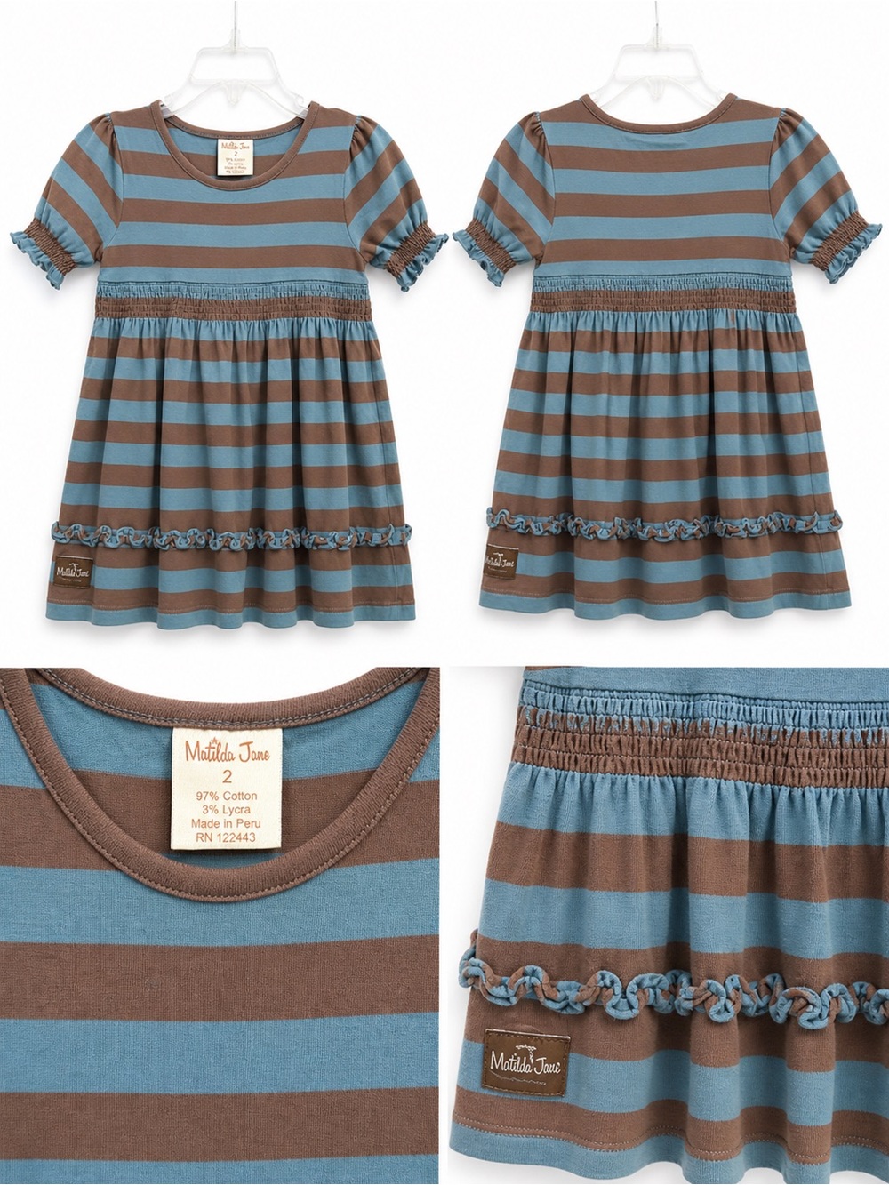 🤎 Matilda Jane Striped Knit Lap Dress 🤎  
- size 2
